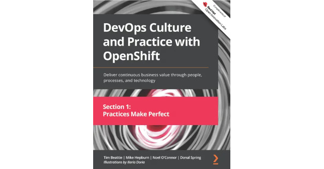 Borítókép a "DevOps Culture and Practice with OpenShift" című könyvhöz.